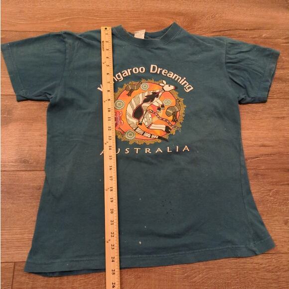 VTG Australia Kangaroo Dreaming Adult Medium Shirt Green Faded Distressed - Picture 3 of 7